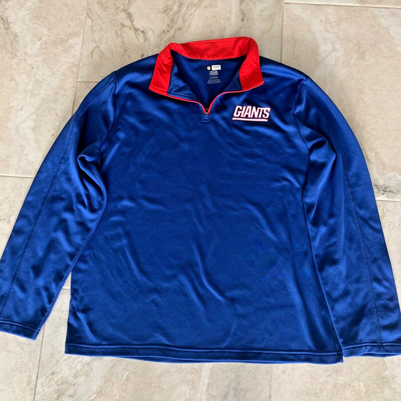 New York Giants NFL Team Quarter Zip Blue Pullover Mens Size XL - Picture 1 of 8